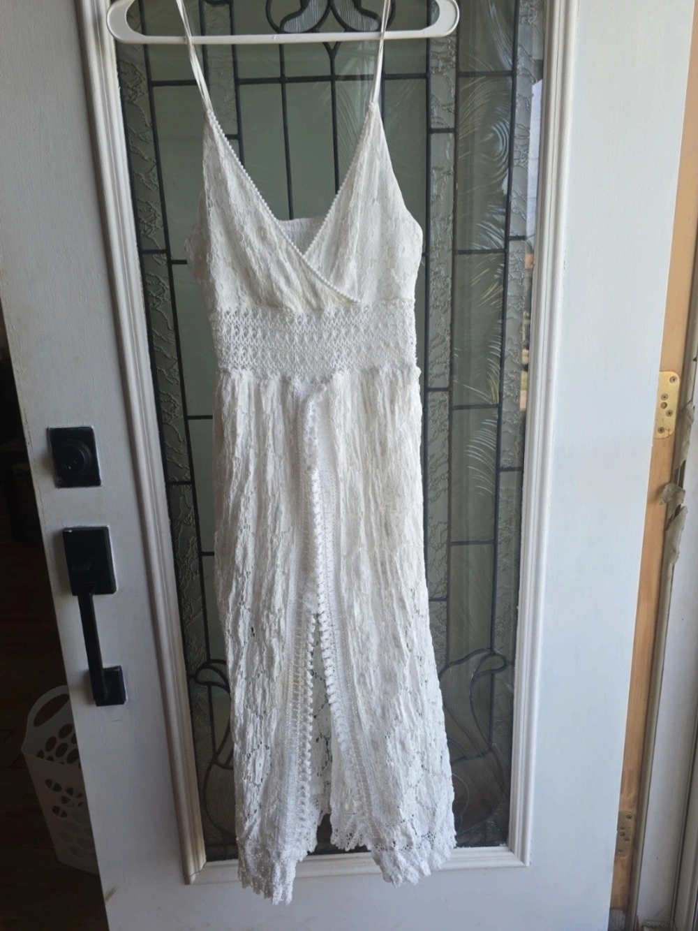 Cupshe White Lace V-Neck Romper With Maxi Skirt